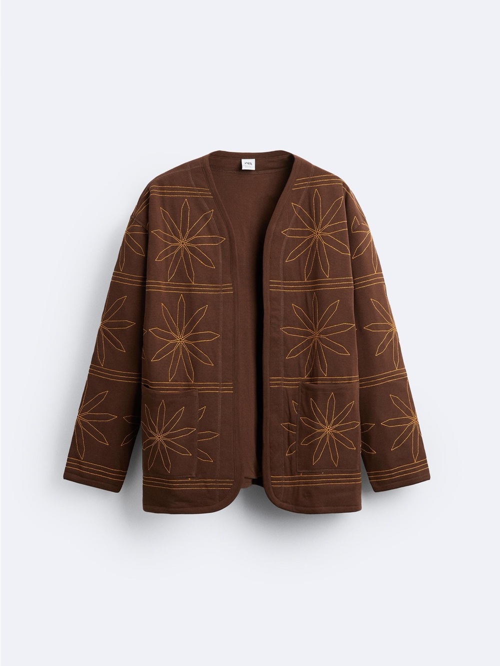 Zara Brown Floral Embroidered Cardigan